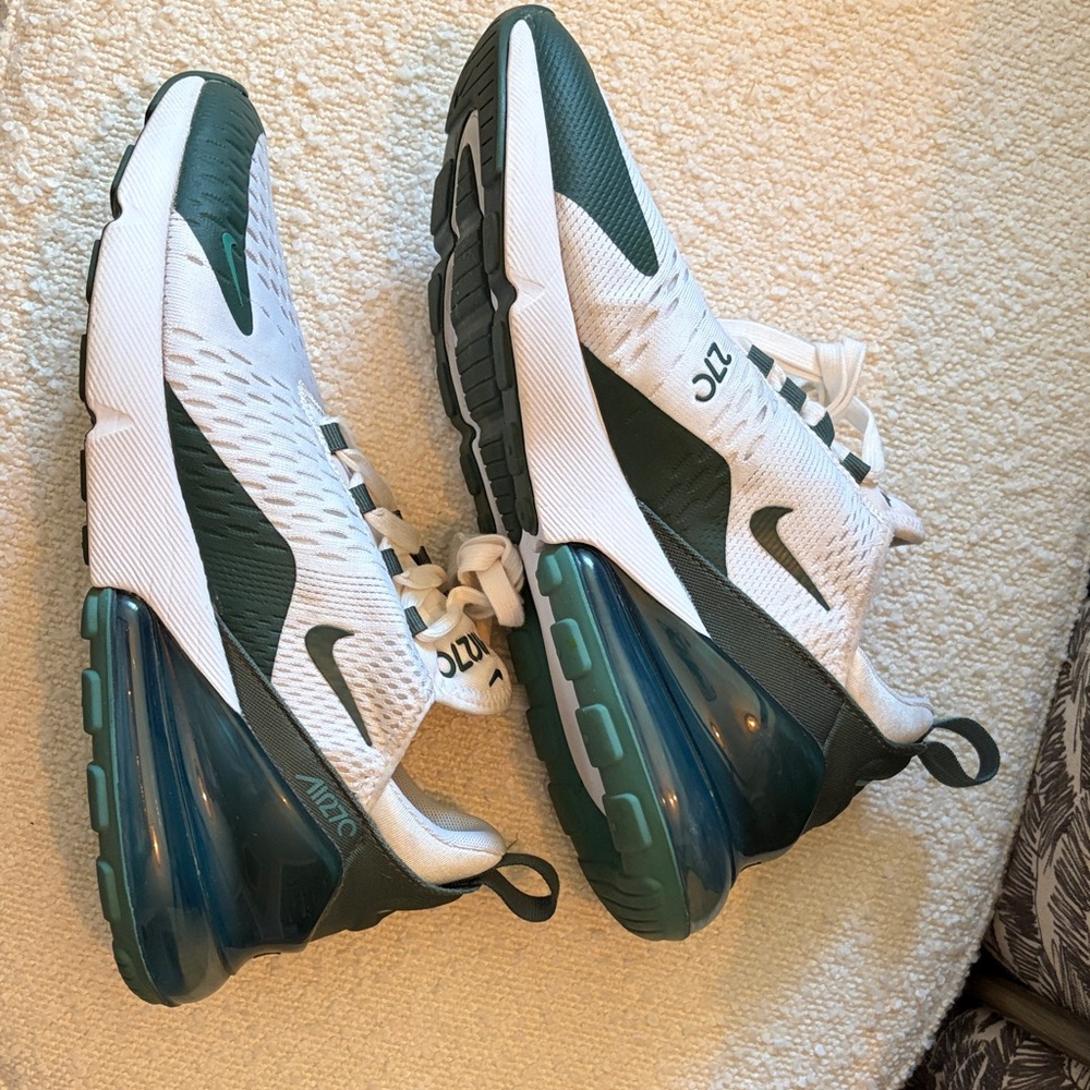 Nike Air Max 270 White and Dark Green Sneakers